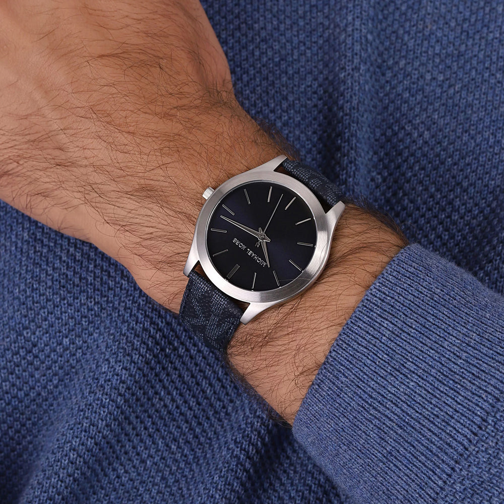 Michael Kors Oversized Slim Runway Navy Blue Dial Silver Men's Watch - MK8907