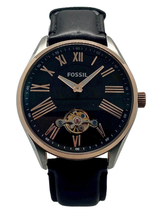 Fossil Black Dial Leather Strap Automatic Men's Watch  BQ1143 - Watches of Australia