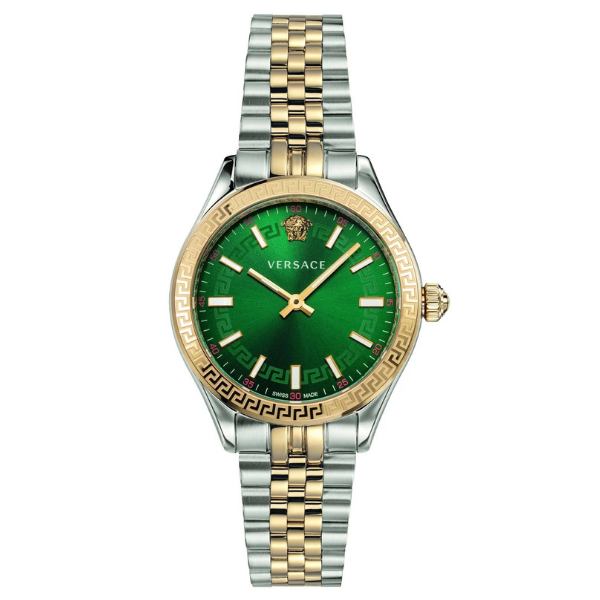 Versace Hellenyium Quartz Green Dial Two Tone Steel Strap Women's Watch - VEHU00420