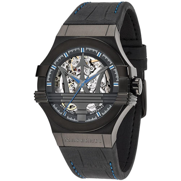 Maserati Potenza Black Dial Black Leather Men's Watch  R8821108009 - Watches of Australia