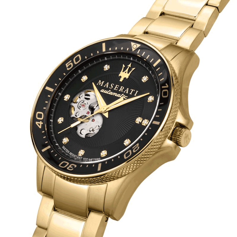 Maserati Sfida Black/Yellow Gold-Toned Men's Watch R8823140003 - Watches of Australia #4