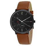 Tommy Hilfiger Black Dial Brown Leather Strap Men's Watch  1791510 - The Watches Men & CO