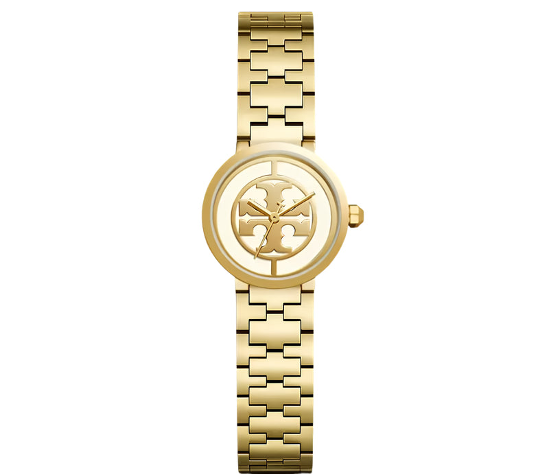 Tory Burch Ivory & Gold Tone Reva Small Logo Women's Watch TBW4011