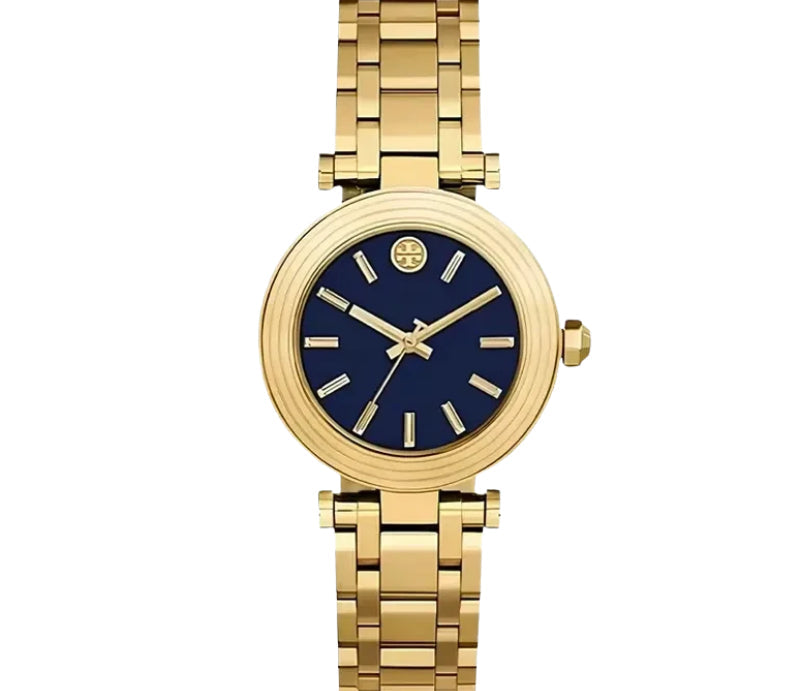 Tory Burch Classic T Navy Blue Dial Gold Women's Watch TBW9010