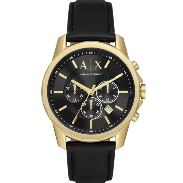 Armani Exchange Chronograph Black Leather Men's Watch AX7133