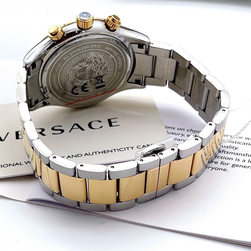 Versace Quartz Two-Tone Stainless Steel Silver Dial Men's Watch VEV700519 (Defect)