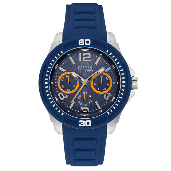 Guess Trade Blue Dial Blue Silicone Strap Men's Watch  W0967G2 - Watches of Australia