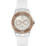 Guess Limelight Crystal White Dial White Silicone Ladies Watch W1053L2