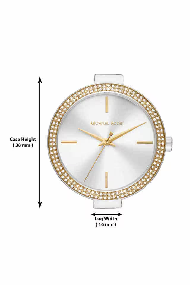 Michael Kors Michael Kors Catelyn Three-Hand Crystals Silver Dial Two Tone Steel Strap Watch MK4633