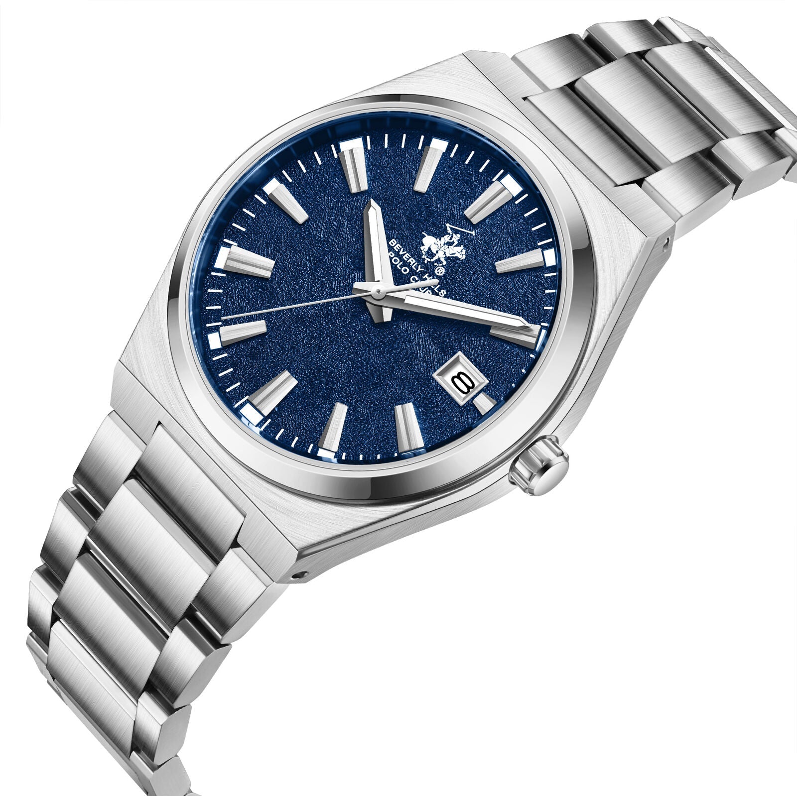 Beverly Hills Polo Club Blue Dial Silver Date Watch BP3851X.390