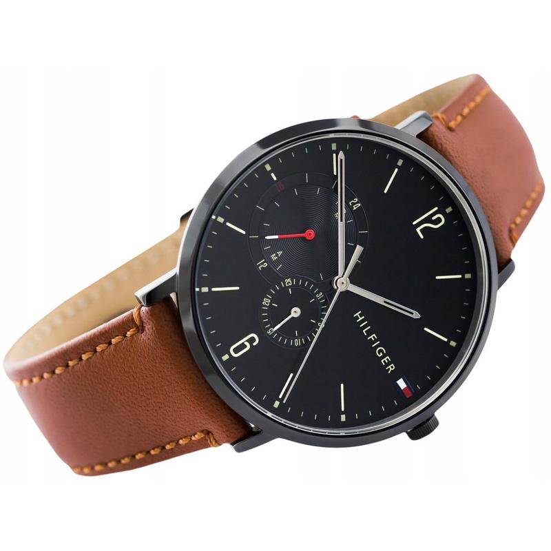 Tommy Hilfiger Black Dial Brown Leather Strap Men's Watch 1791510 - The Watches Men & CO #3