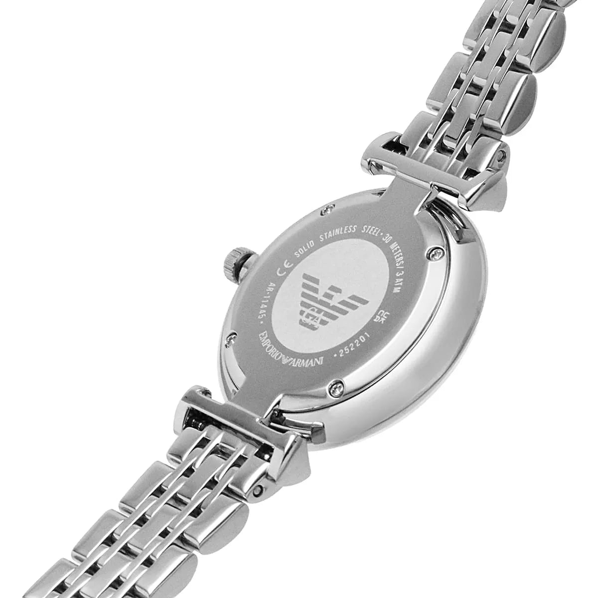 Emporio Armani Gianni T-Bar Sunray Silver Crystal Silver Women's Watch - AR11445