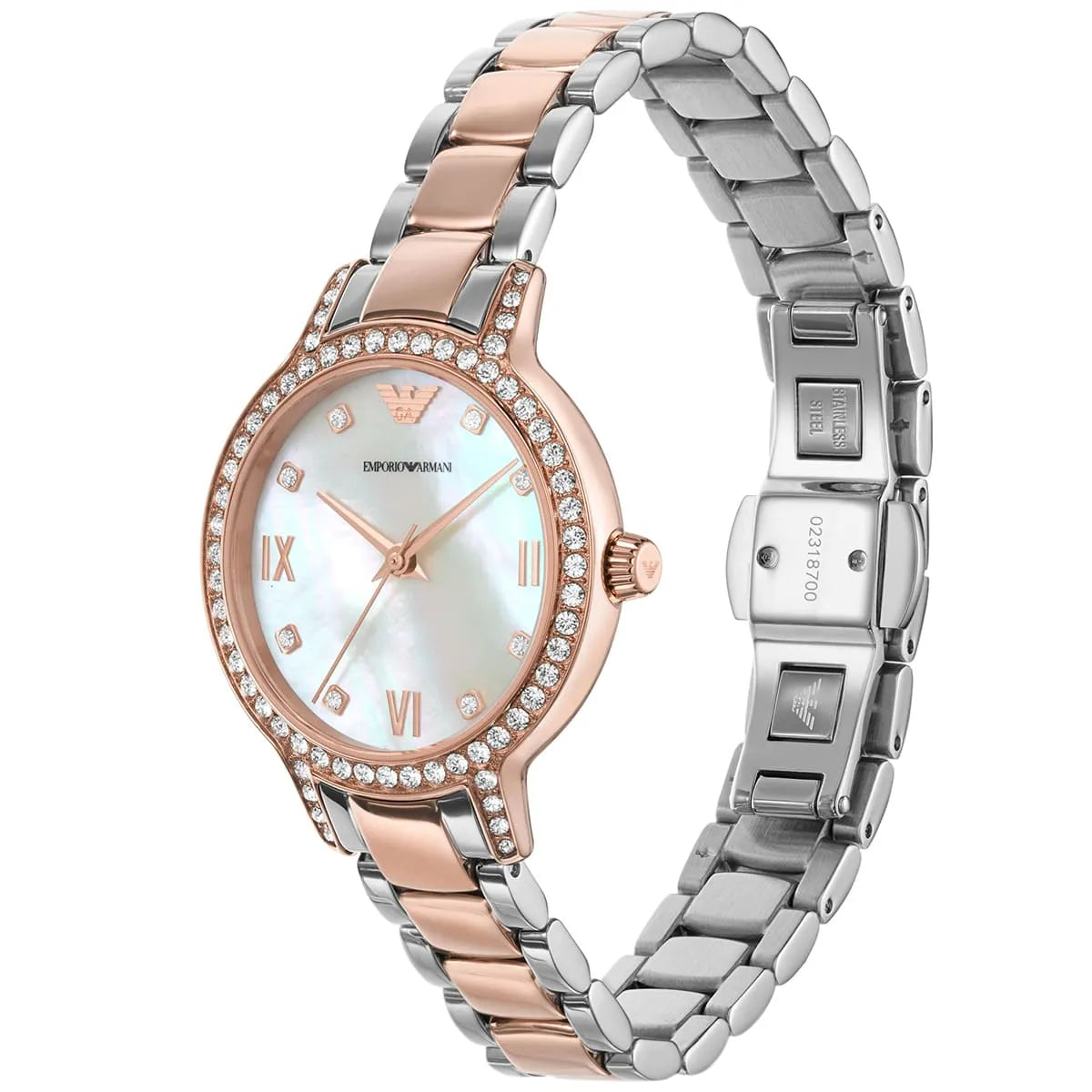 Emporio Armani Cleo White MOP Dial Two-tone Women's Watch - AR11499