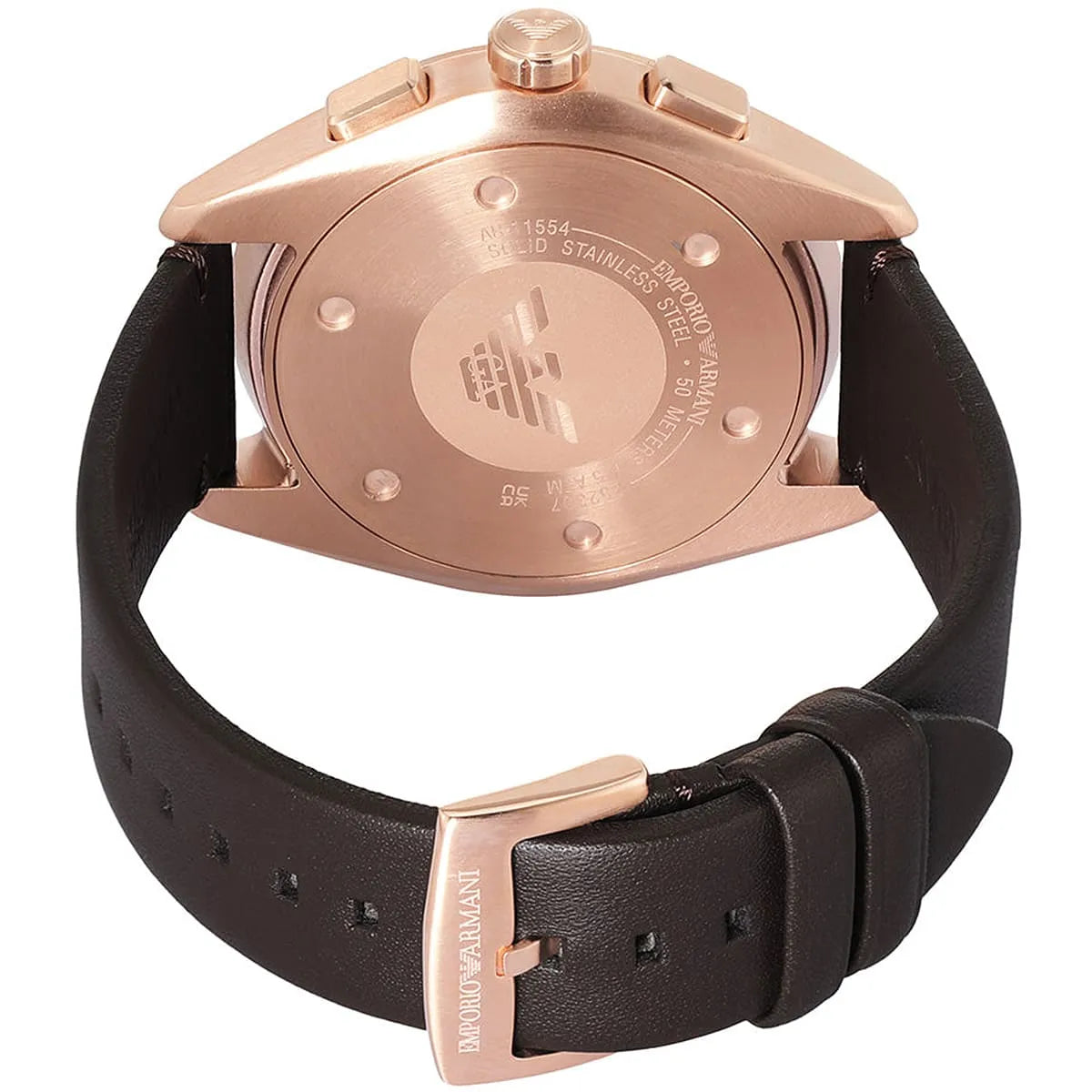 Emporio Armani Claudio Chronograph Dark brown Genuine Leather Men's Watch - AR11554