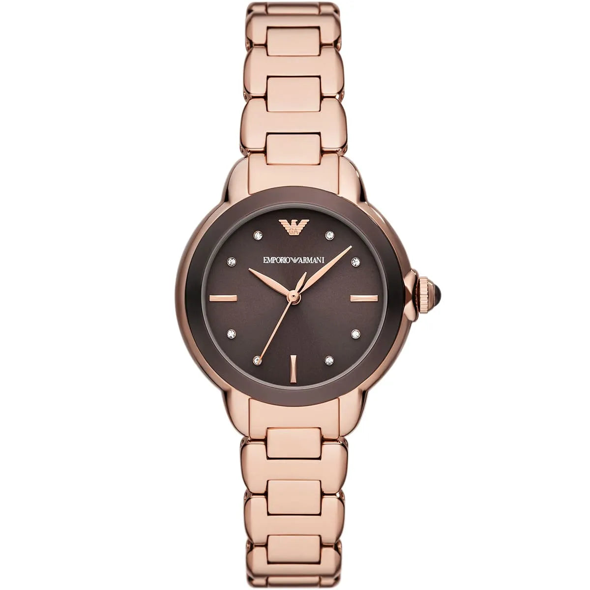 Emporio Armani Mia Brown Dial Rose Gold Women's Watch - AR11570
