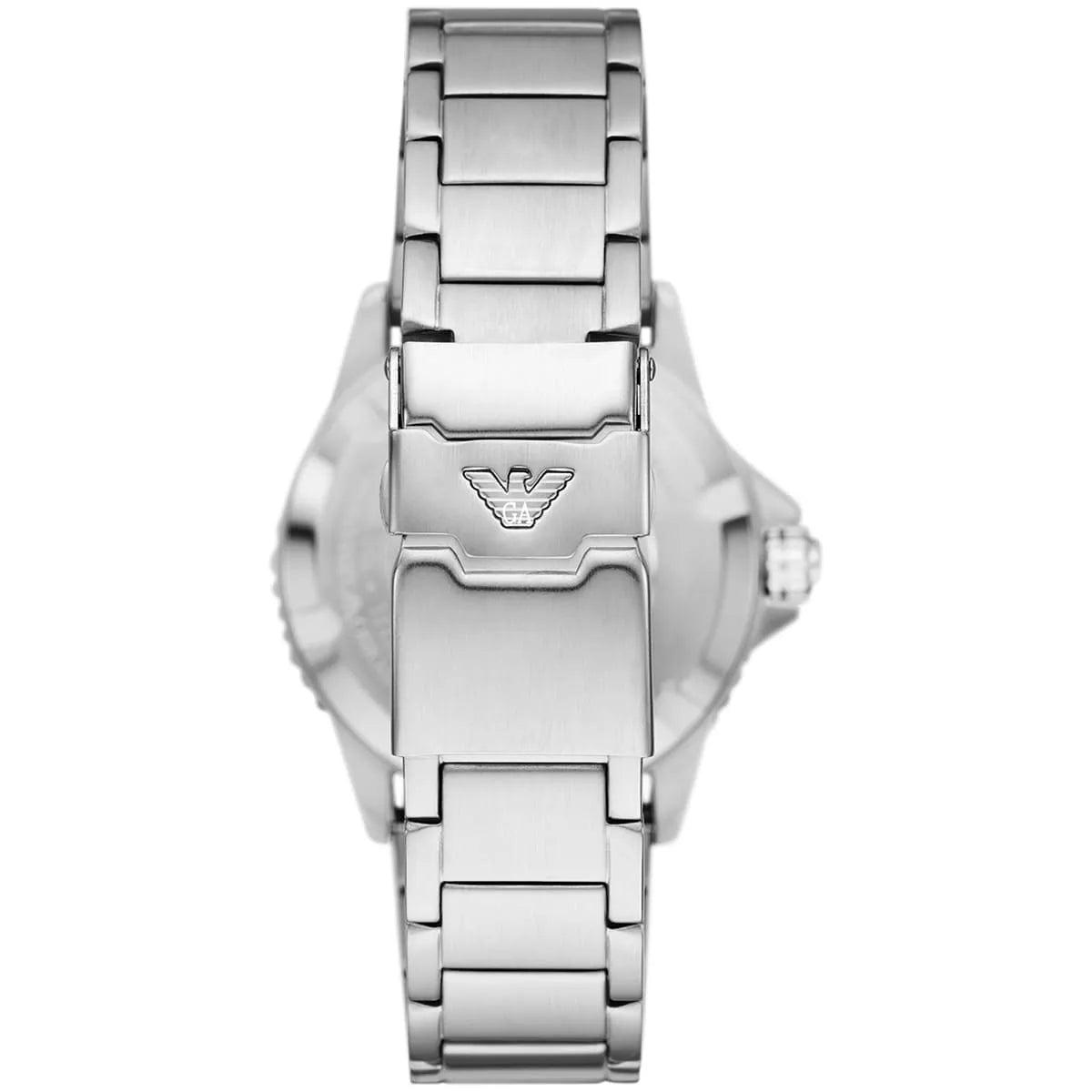 Emporio Armani Diver GMT Black Enamel Dial Silver Men's Watch - AR11589