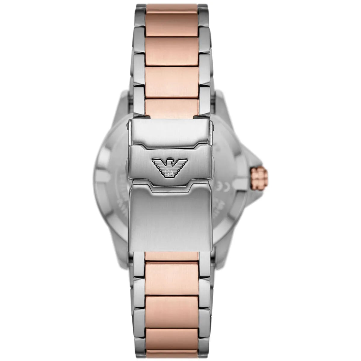 Emporio Armani Diver GMT White Sunray Dial Two-tone Men's Watch - AR11591