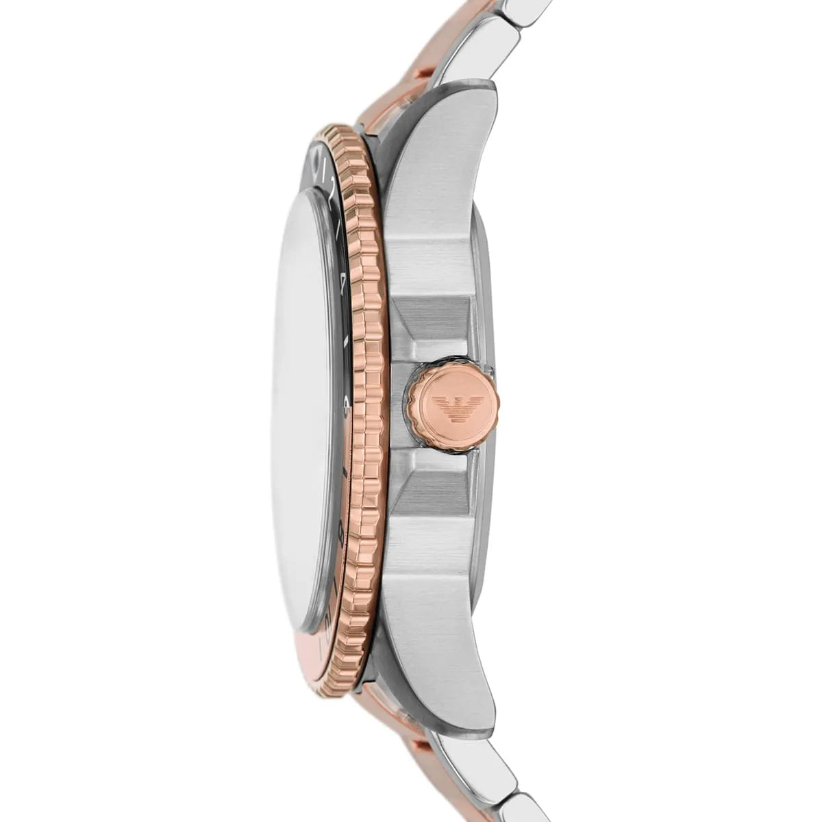 Emporio Armani Diver GMT White Sunray Dial Two-tone Men's Watch - AR11591