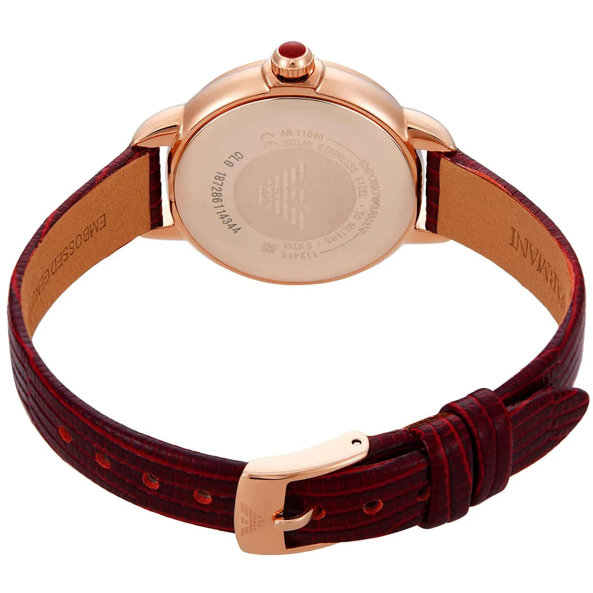 Emporio Armani Mia Snake Motif Dial Red Genuine Leather Women's Watch - AR11646