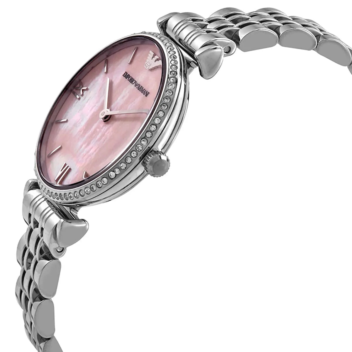 Emporio Armani Gianni T-Bar Pink Dial Silver Women's Watch - AR1779