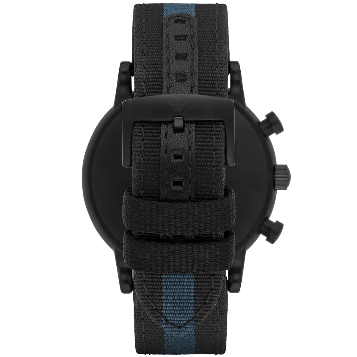 Emporio Armani Luigi Chronograph Matte Black Dial Striped Nylon on Leather Men's Watch - AR1948