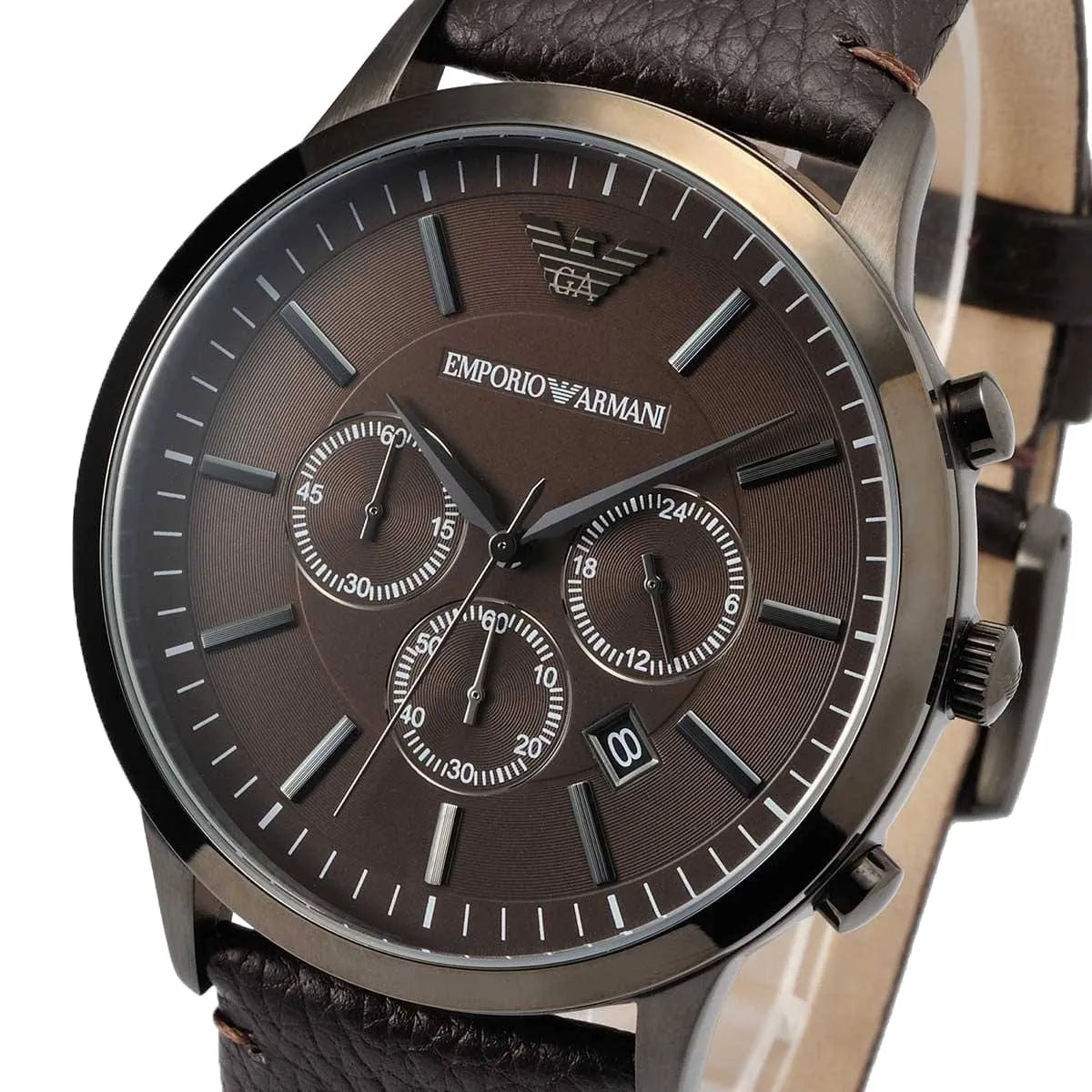Emporio Armani Sportivo Dark Brown Dial Brown Leather Men's Watch AR2462