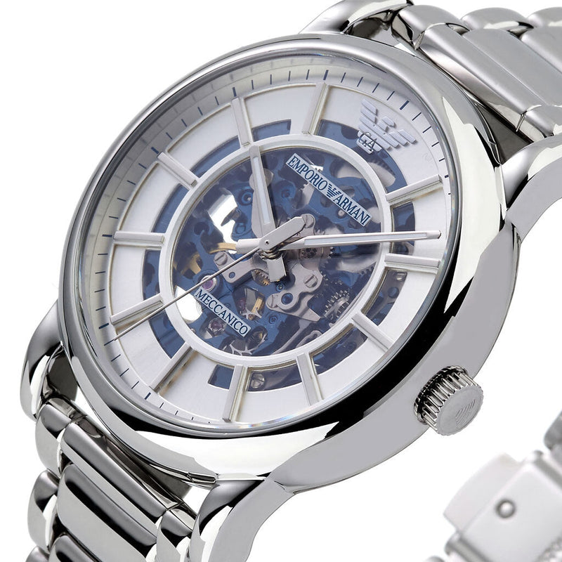 Emporio Armani Automatic Silver Skeleton Dial Men's Watch AR60006