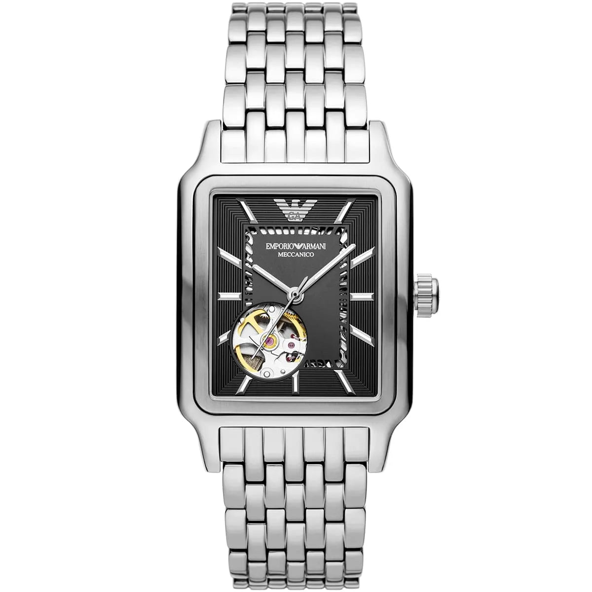 Emporio Armani Diego Automatic Rectangle Silver Men's Watch - AR60057