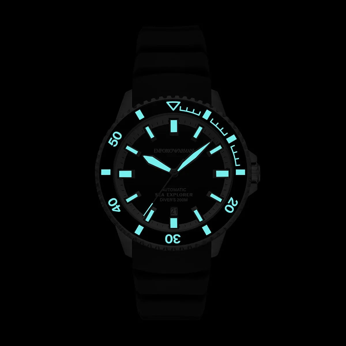 Emporio Armani Sea Explorer Automatic Black Silicone Strap Men's Watch - AR60086
