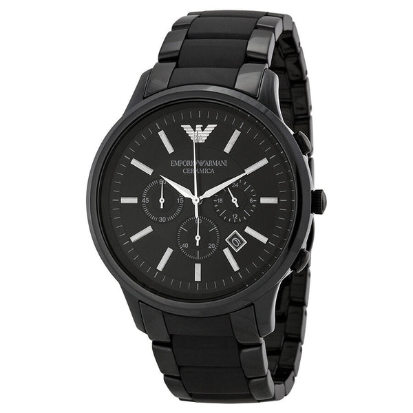 Emporio Armani Ceramica Chronograph Black Dial Men's Watch AR1451 - Watches of Australia