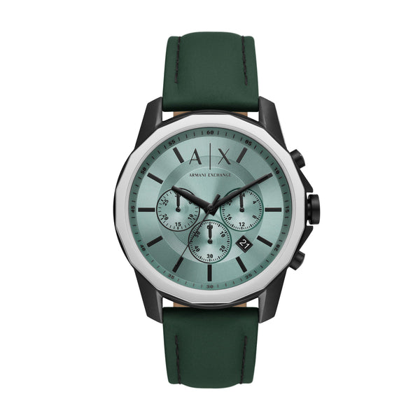 Armani Exchange Banks Chronograph Green Leather Strap Men's Watch  AX1725 - Big Daddy Watches