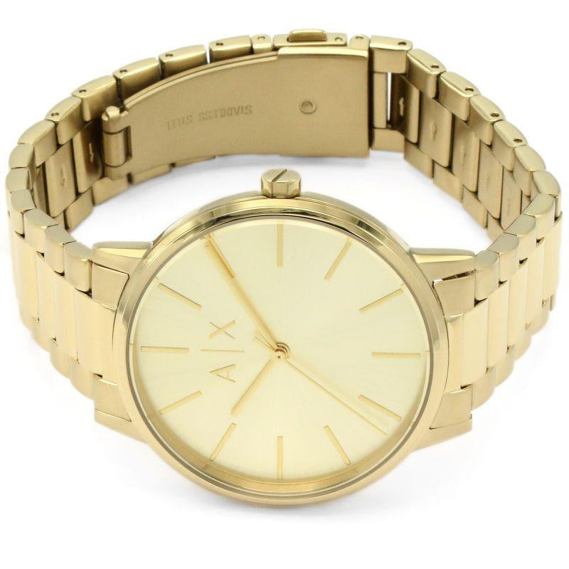 AX2707 watch showing gold-tone bracelet and case from angled view