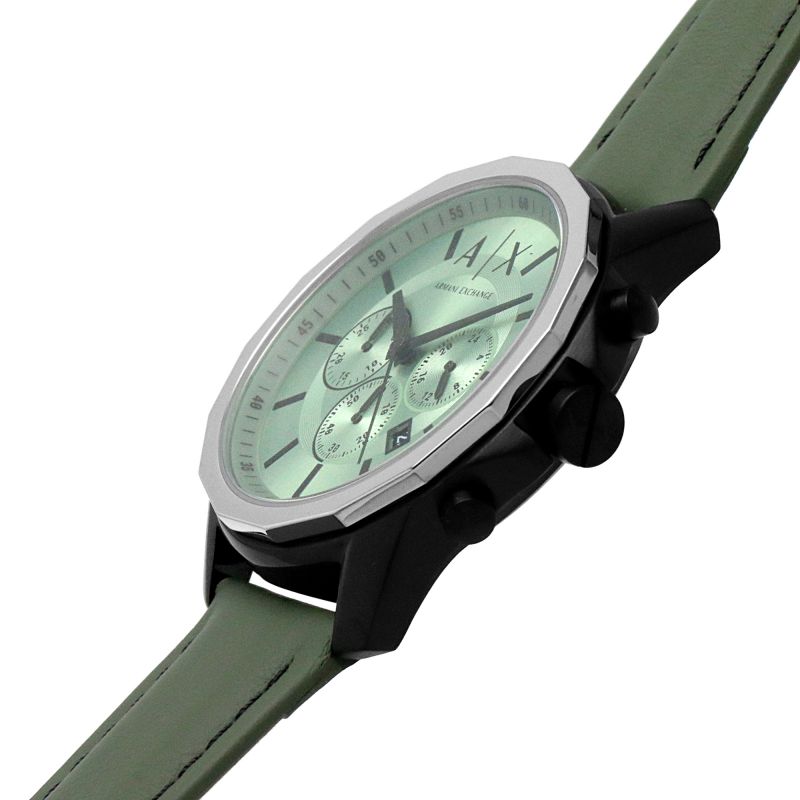 Armani Exchange Banks Chronograph Green Leather Strap Watch - AX1725