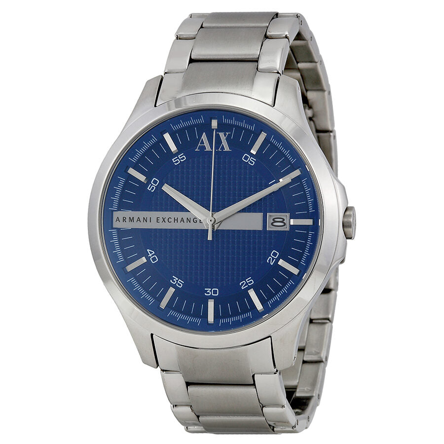 Armani Exchange Blue Textured Dial Silver Men's Watch - AX2132
