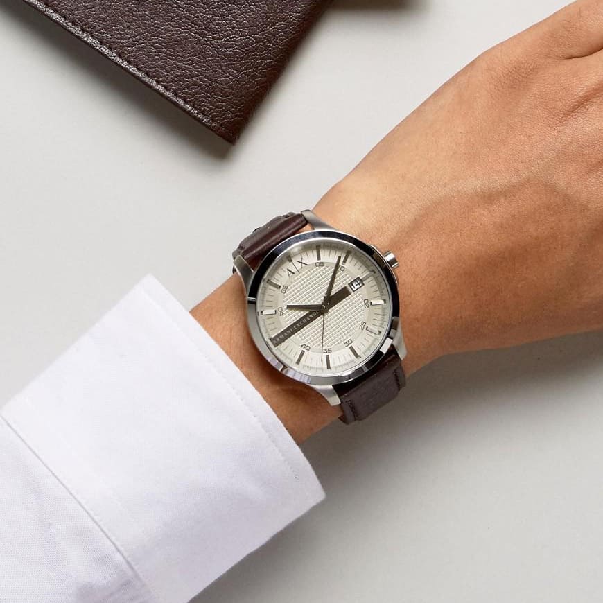 Armani Exchange Whitman Three Hands Leather Date Watch - AX2100