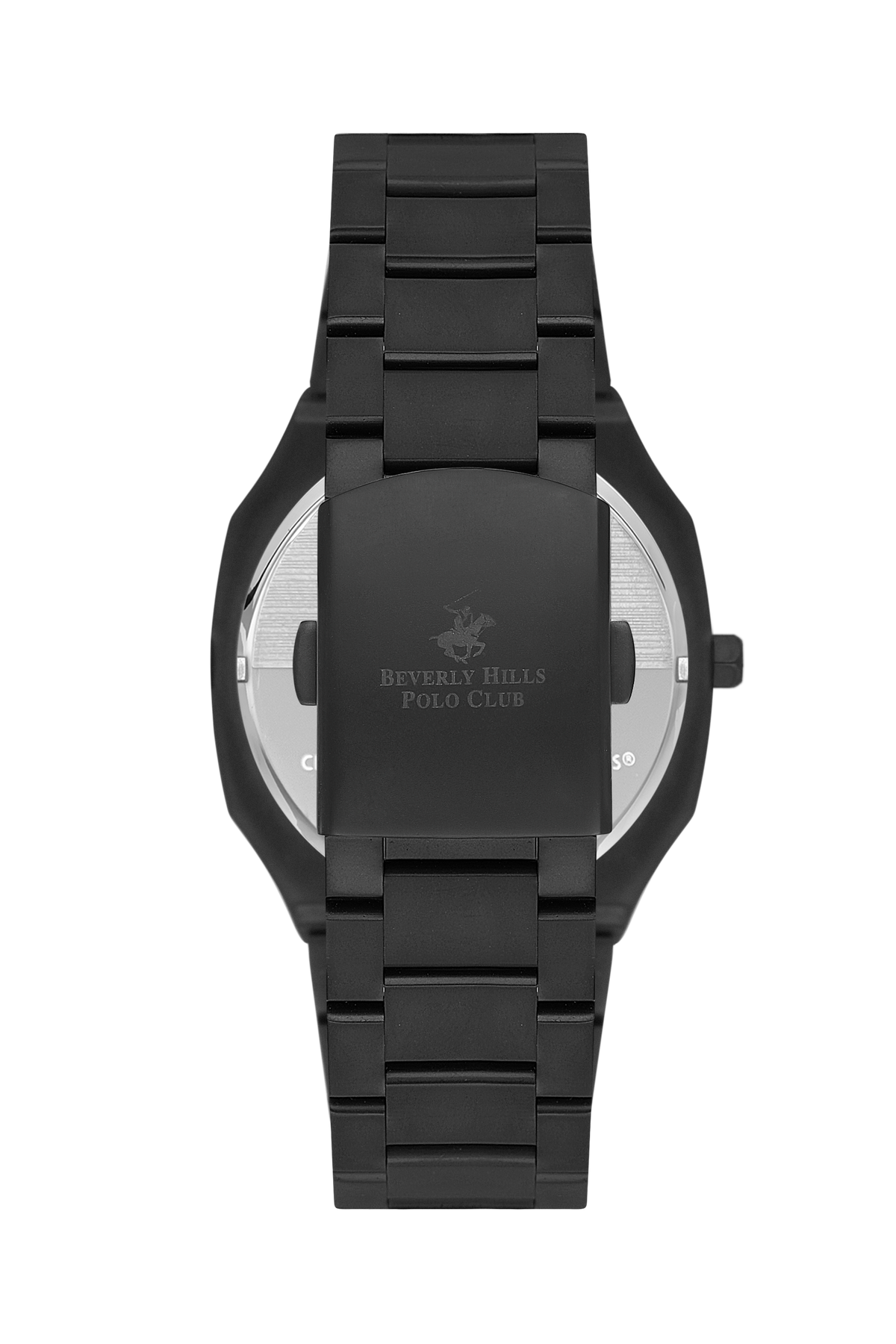 Beverly Hills Polo Club BP3547X caseback showing branded engraving and bracelet