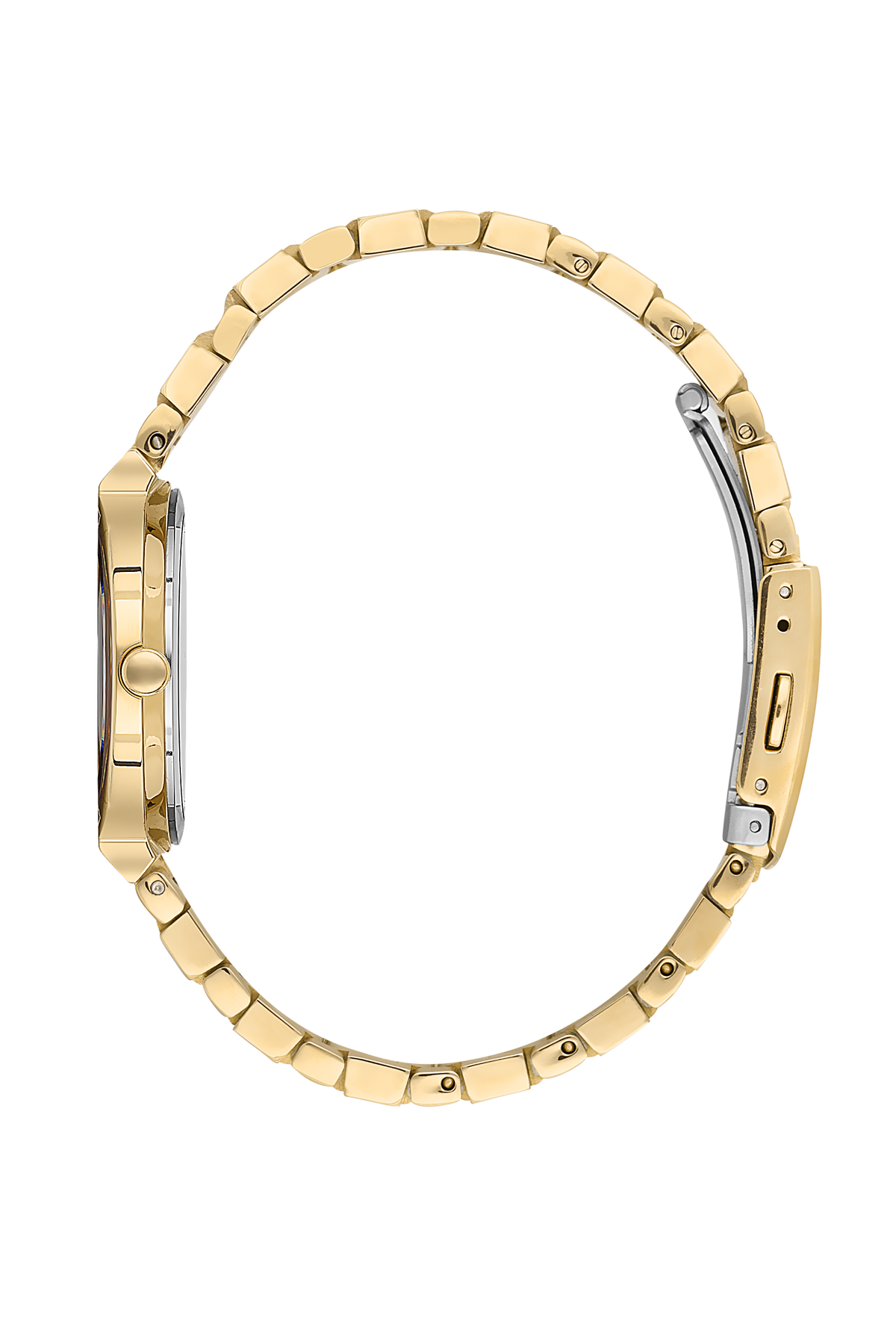 All gold bracelet strap with polished and brushed segments