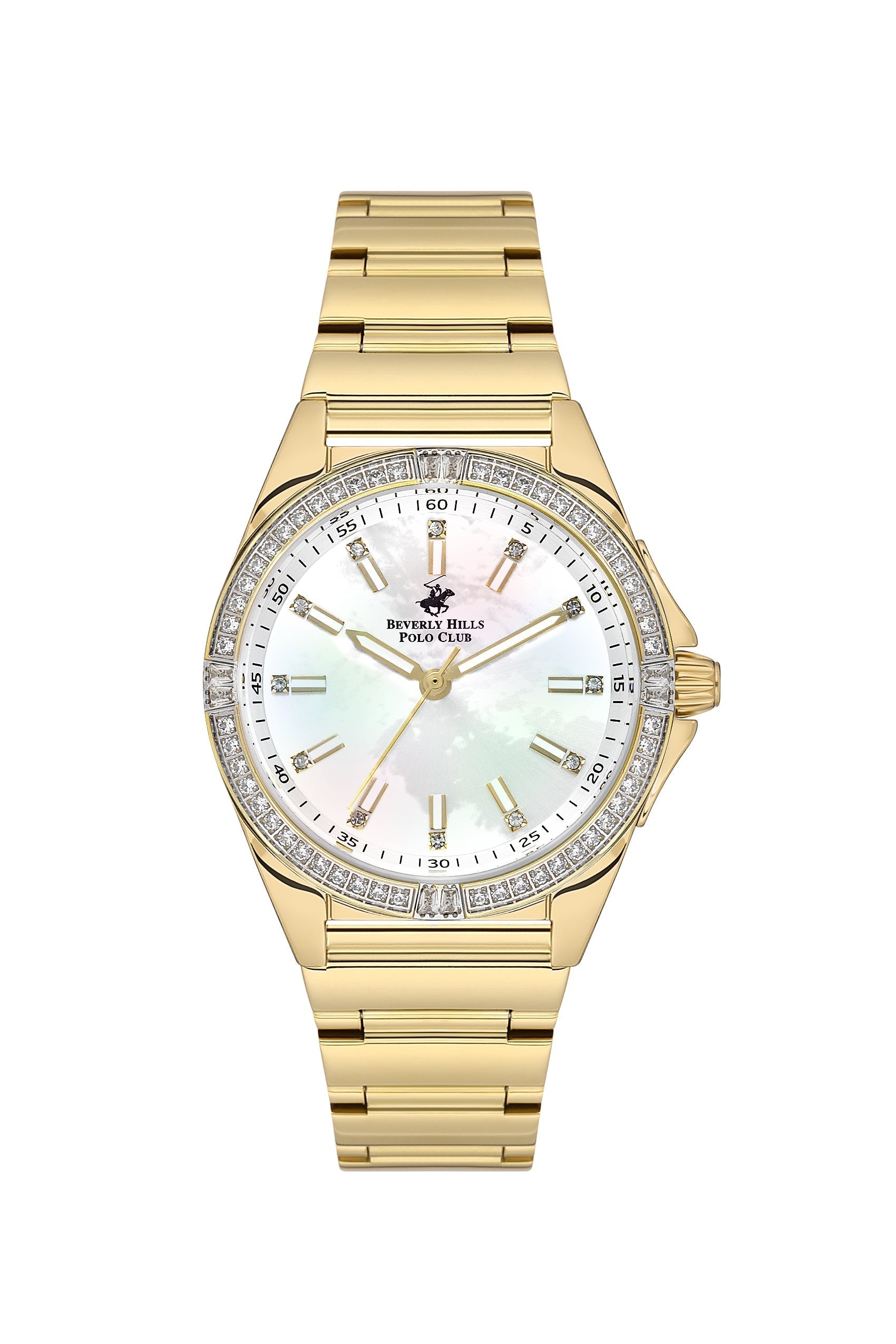 Beverly Hills Polo Club Mother Pearl Gold Diamond Watch – BP3587C.120