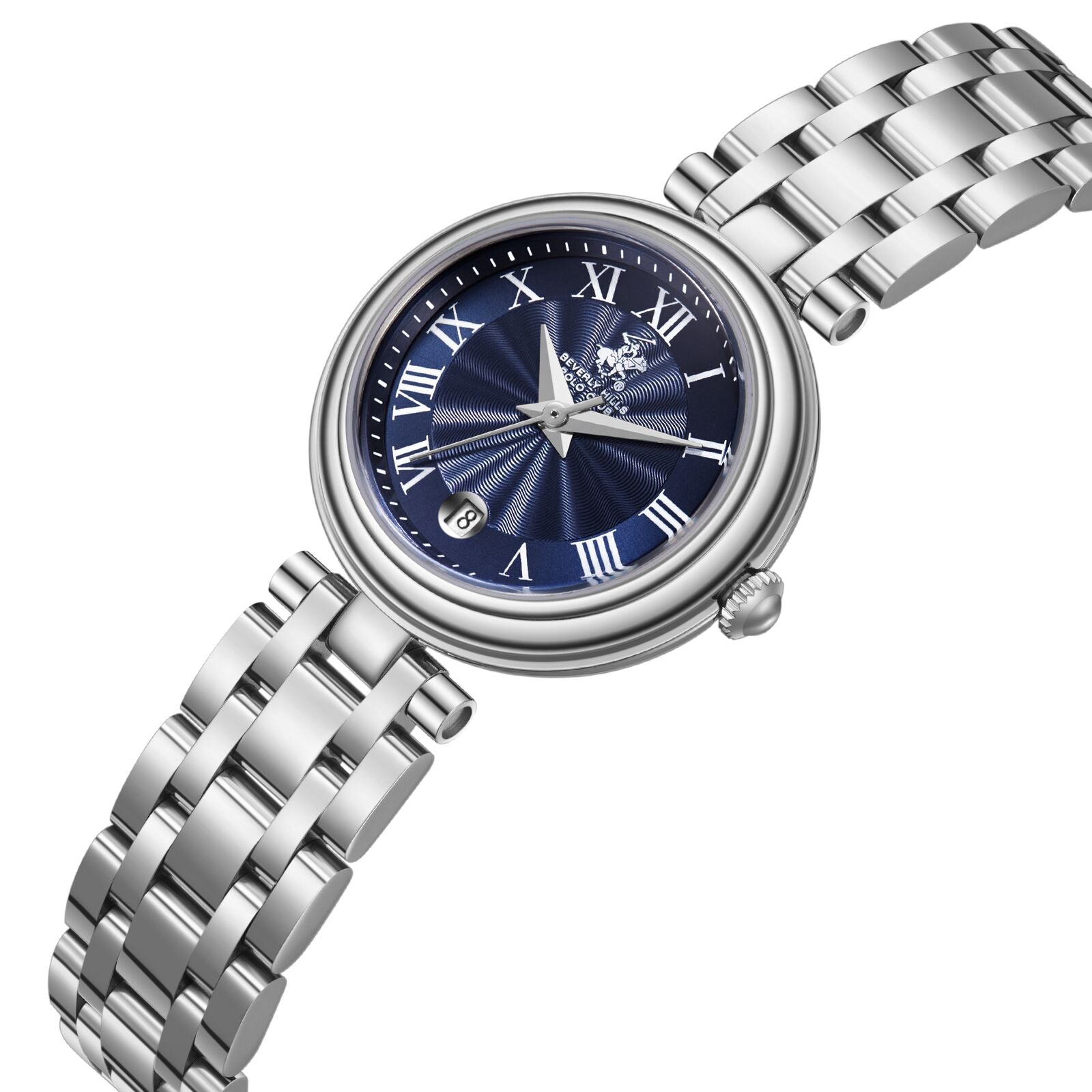 Beverly Hills Polo Club Roman Numeral Blue Dial Silver Watch - BP3838X.390