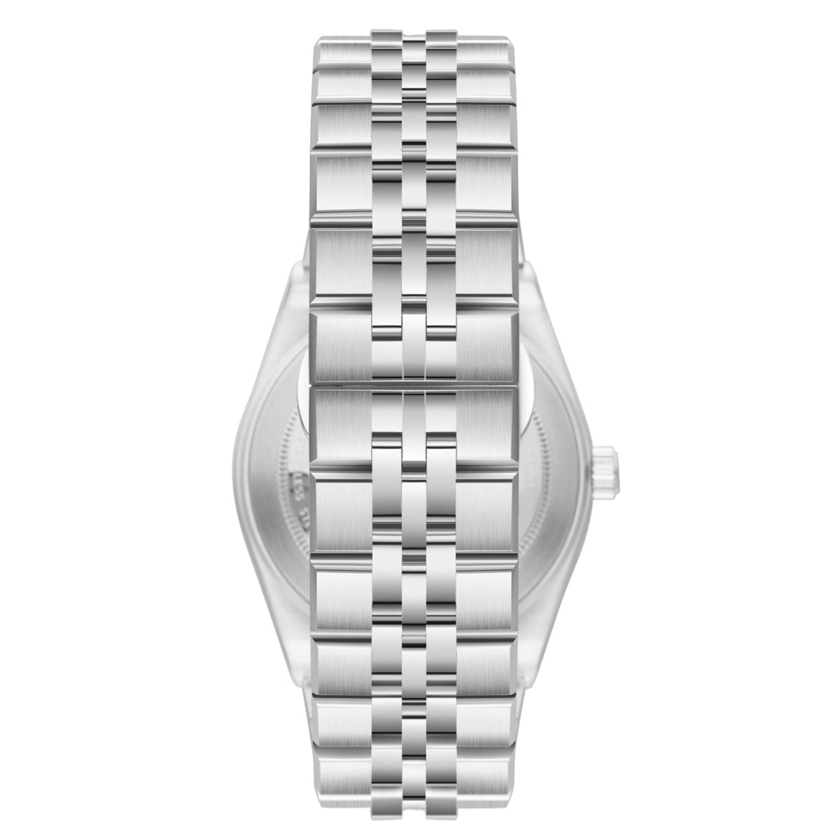 Beverly Hills Polo Club watch bracelet detail showing silver-tone metal links
