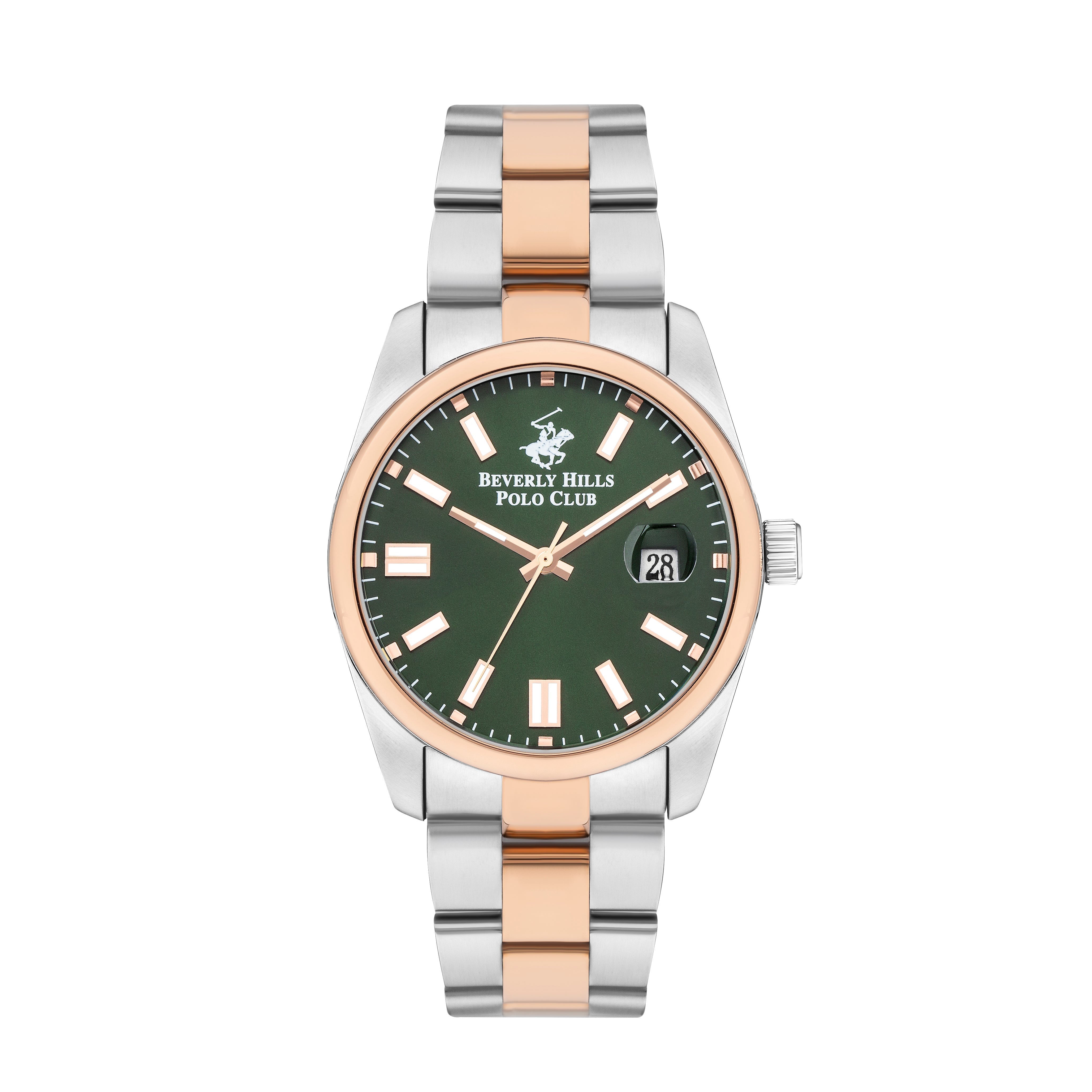 Beverly Hills Polo Club Green Dial Two-Tone Date Watch - BP3373X.570