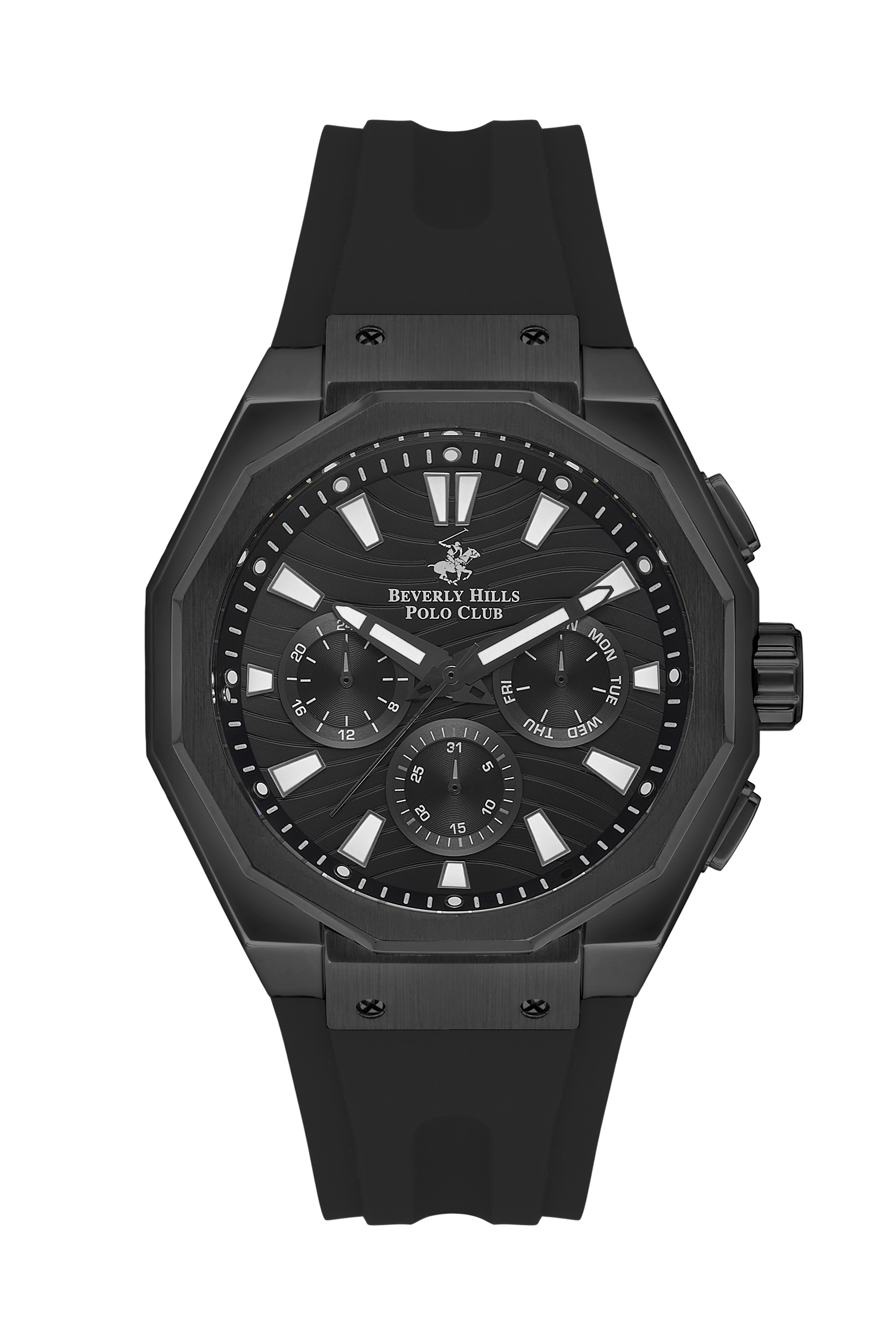 BEVERLY HILLS POLO CLUB Black Chronograph Silicone Watch – BP3557X.651