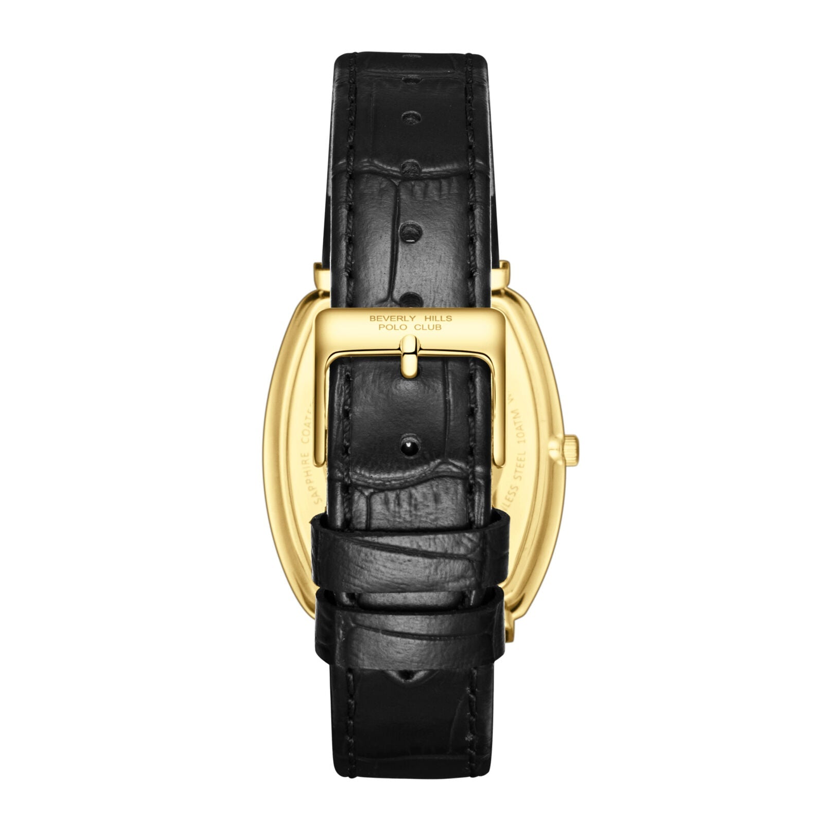 Beverly Hills Polo Club Slim Tech 5 White Dial Black Leather Gold Watch BP3863X.131