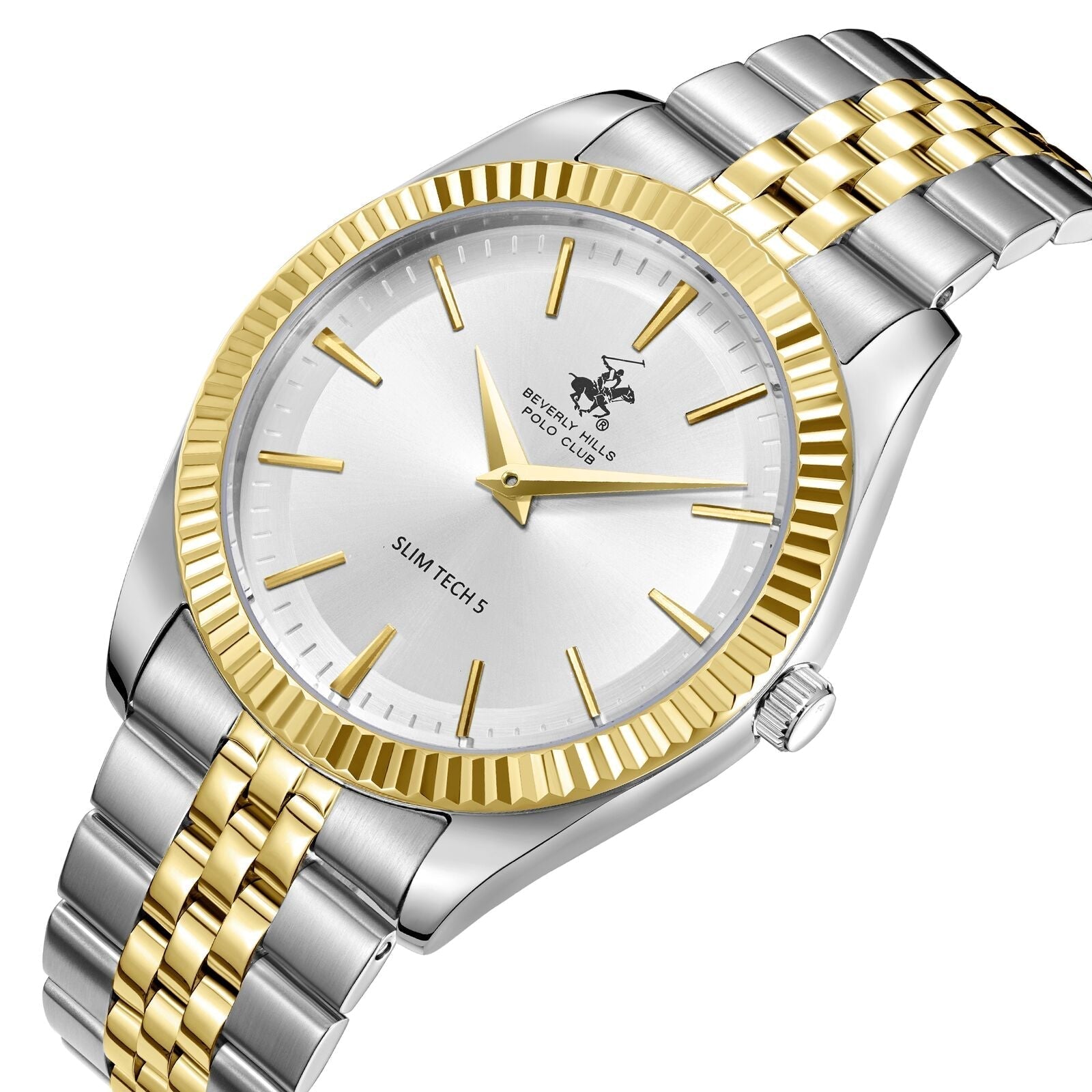 Beverly Hills Polo Club Slim Tech 5 Silver Dial Two-Tone Watch - BP3830X.230