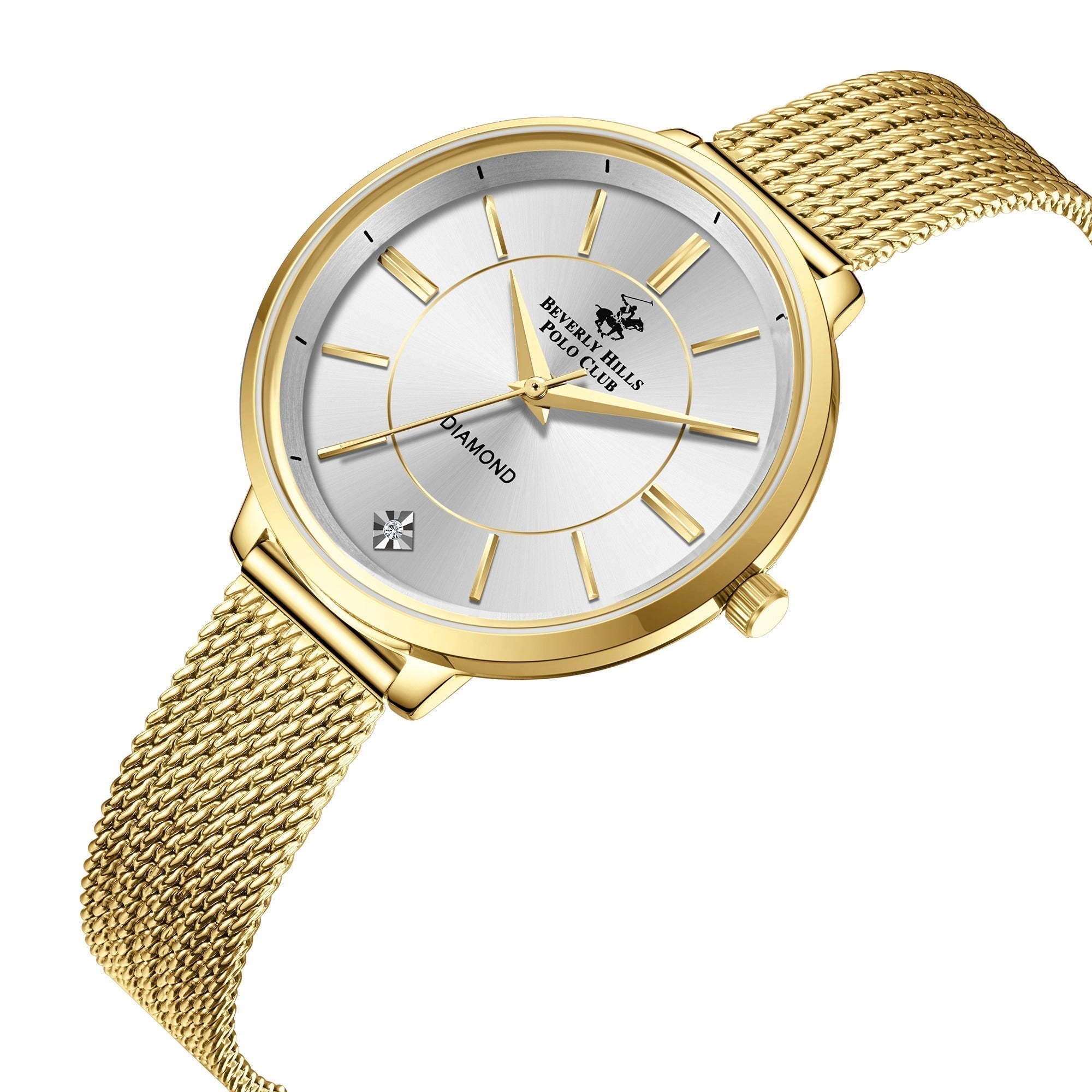 Beverly Hills Polo Club Gold Mesh Diamond Watch – BP3312X.130