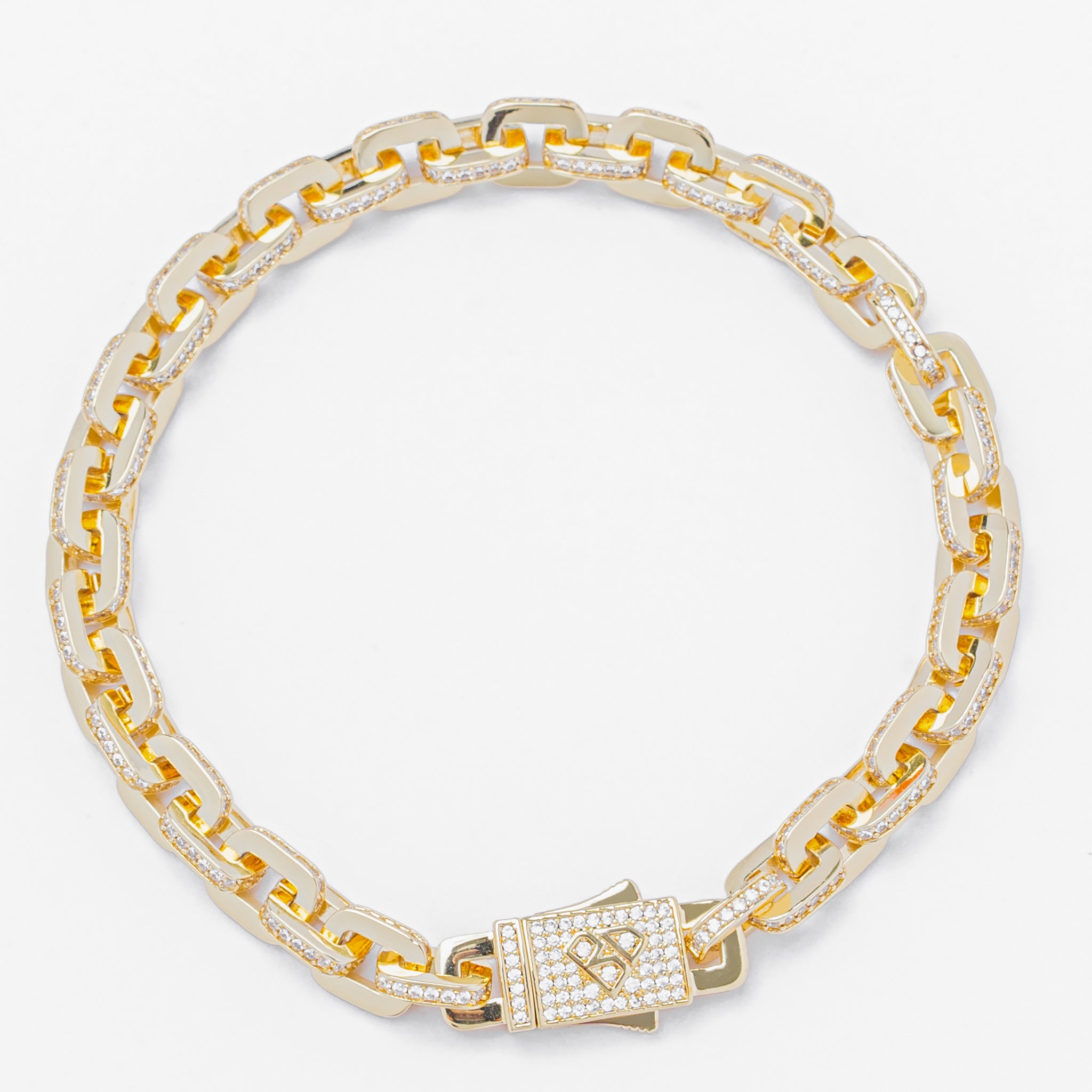Big Daddy 10MM Anchor Mariner Bullet Diamond & Gold Link Iced Out Bracelet