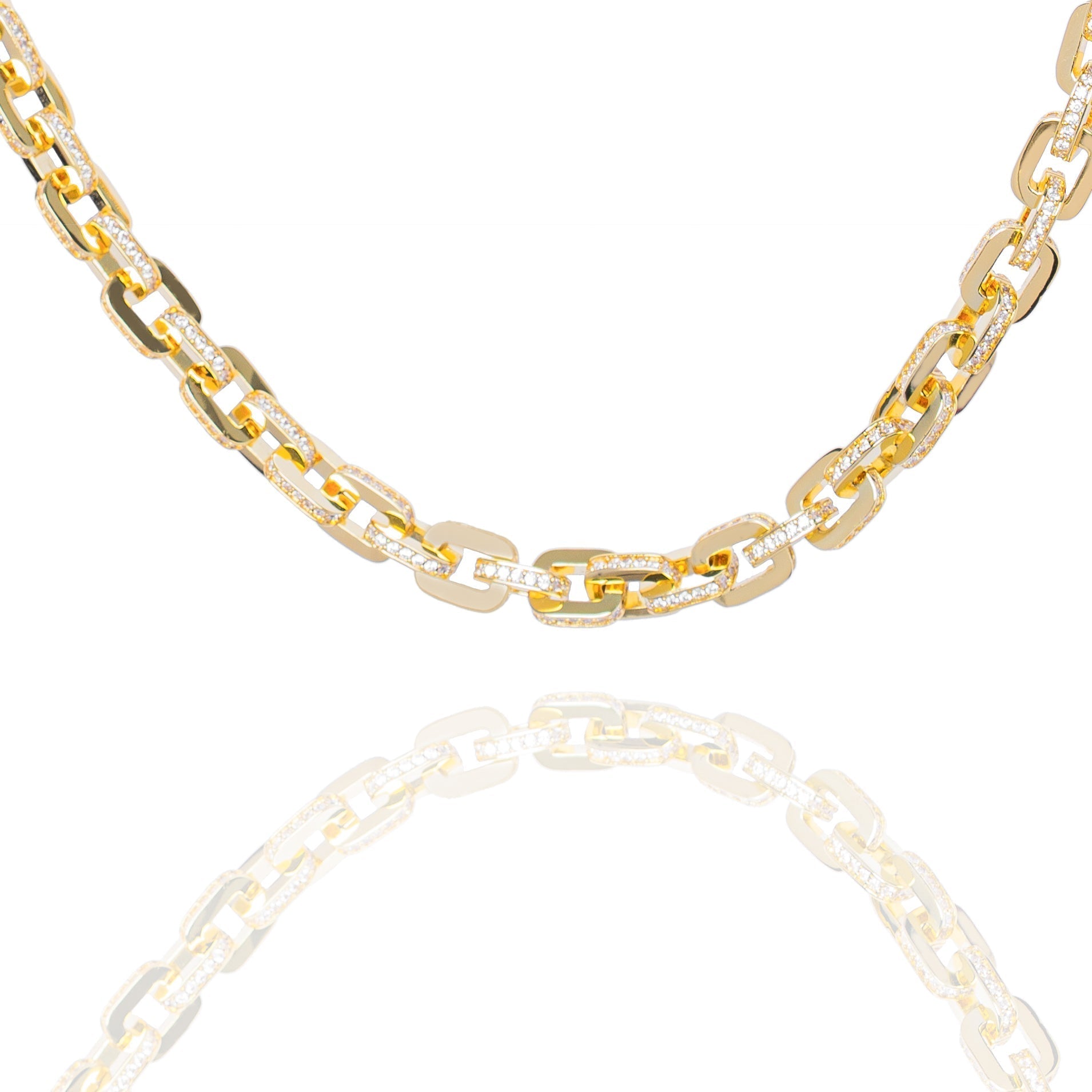 Big Daddy 10MM Anchor Mariner Bullet Diamond & Gold Link Iced Out Chain