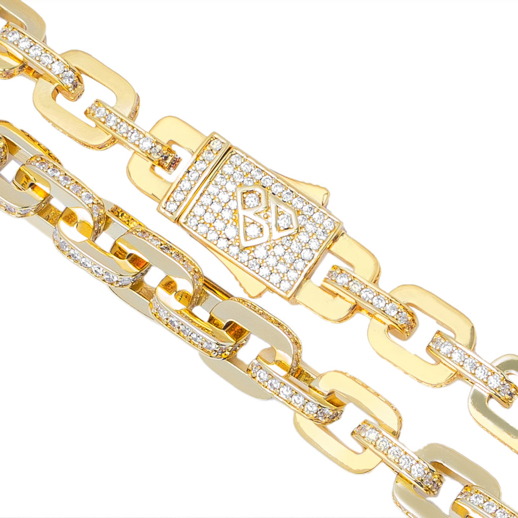 Big Daddy 10MM Anchor Mariner Bullet Diamond & Gold Link Iced Out Chain