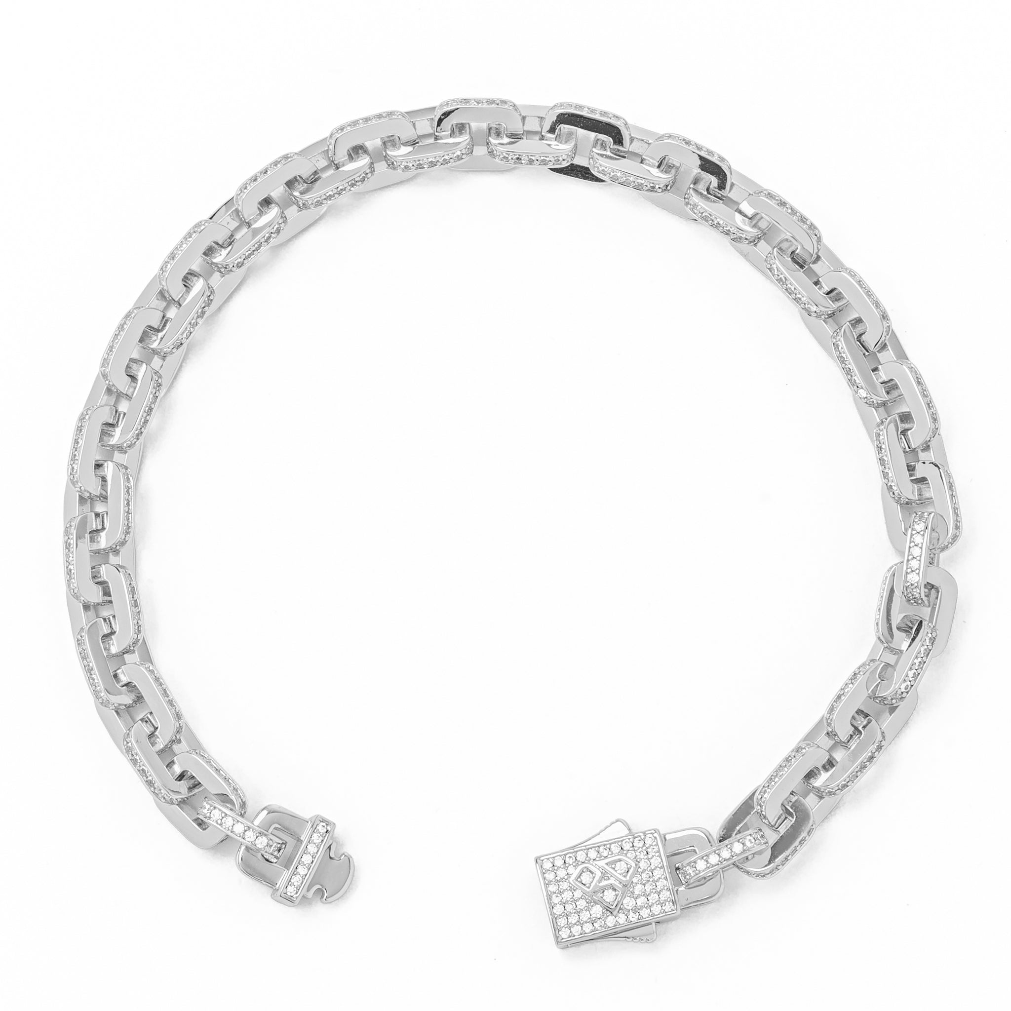 Big Daddy 10MM Anchor Mariner Bullet Diamond & Silver Link Iced Out Bracelet