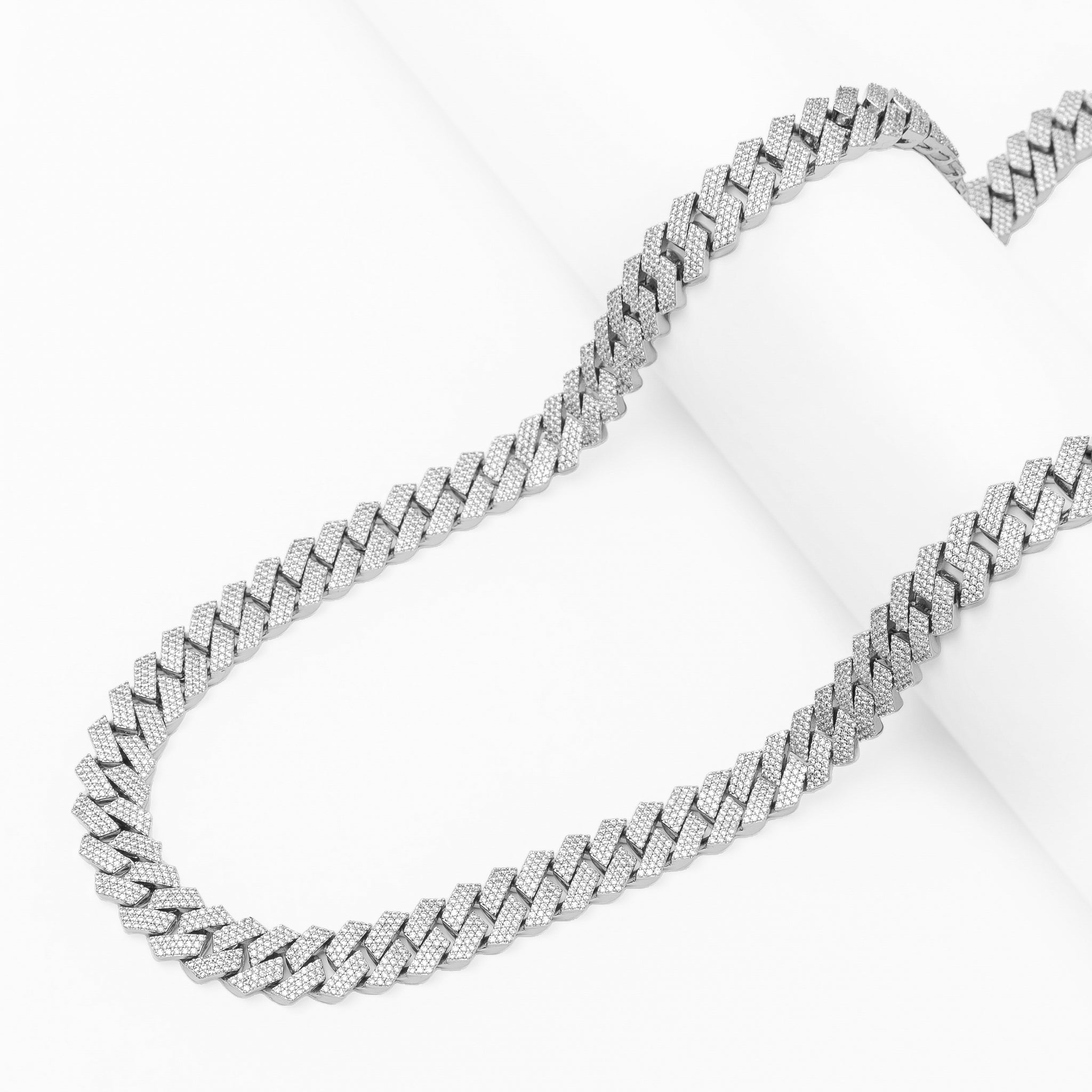 Big Daddy 10MM Cuban Diamond Prong Silver Iced Out Chain
